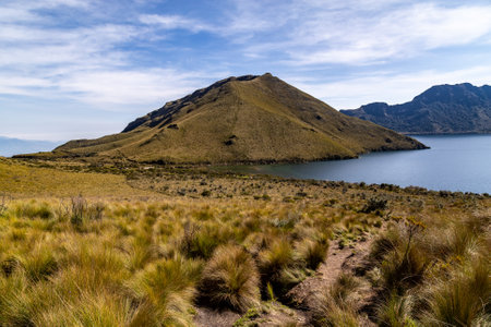 Mojanda lagoons and pÃ¡ramo and rocky peaksの写真素材
