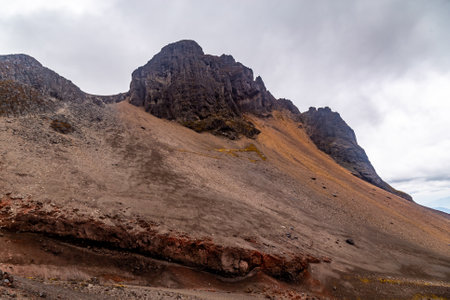 Morurco, ancient volcano of the Ecuadorian Andes with beautiful sandbanks and contrastsの写真素材