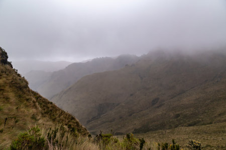 Ventana de Pesillo, a natural stone arch in the Ecuadorian eastern mountain rangeの写真素材