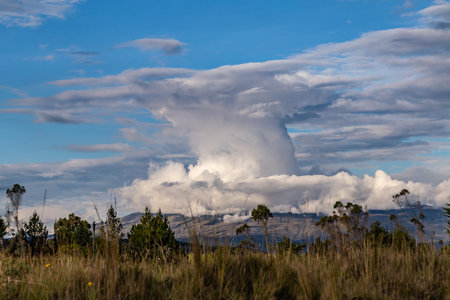 Immense mushroom cloud over the Cotopaxi volcanoの写真素材