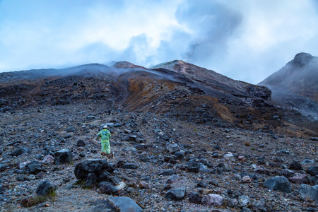 Hike in Cumbal National Park, NariÃ±o, Colombiaの写真素材