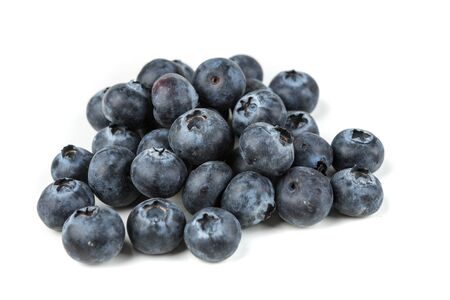 Pile of blueberries isolated on white backgroundの写真素材