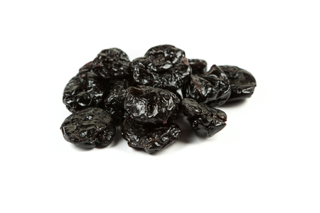 Dried cherries isolated on white backgroundの写真素材