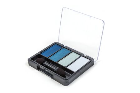 Blue eyeshadow palette isolated on white backgroundの写真素材