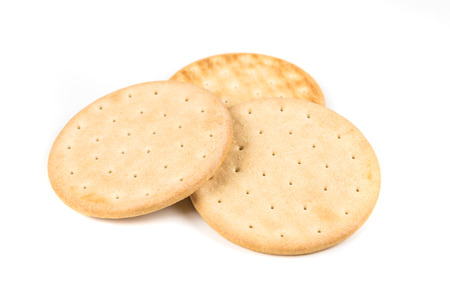 Pilot bread biscuits isolated on a white backgroundの写真素材
