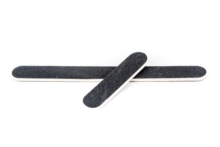 Large and small black emery boards isolated on white backgroundの写真素材