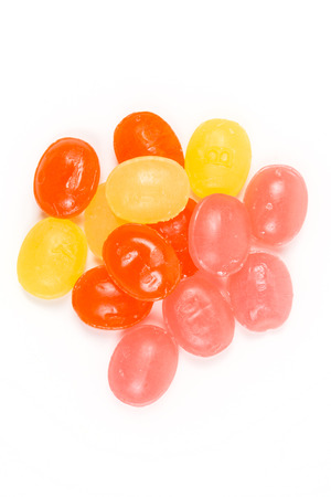 Fruity cold lozenges isolated on white backgroundの写真素材