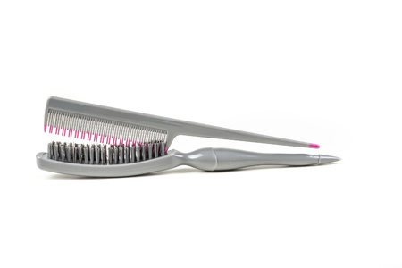 Teasing brush and comb isolated on white backgroundの写真素材