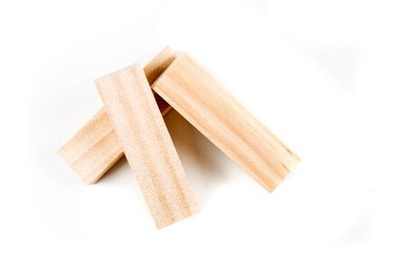 Wooden game blocks isolated on white background