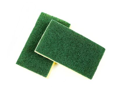 Two cellulose sponges isolated on white backgroundの写真素材