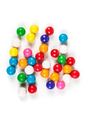 Multicolored gum balls isolated on a white backgroundの写真素材