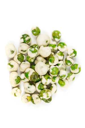 Wasabi peas isolated on white backgroundの写真素材