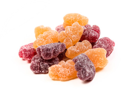 Kids daily multivitamin gummy isolated on white backgroundの写真素材