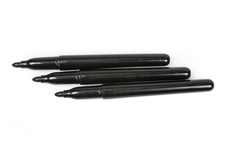 Black permanent marker isolated on white backgroundの写真素材