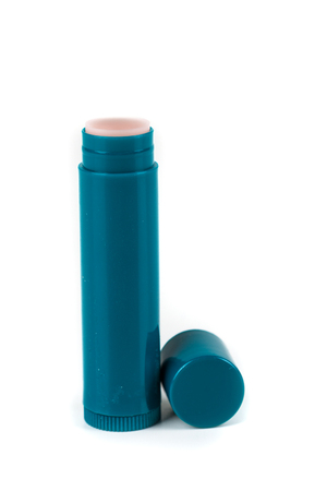 Chapped lips moisturizer stick isolated on white backgroundの写真素材