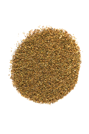 Pile of celery seeds isolated on white backgroundの写真素材