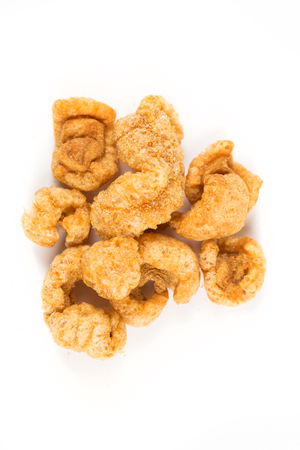 Pork rinds isolated on white backgroundの写真素材