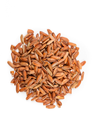 Wehani red rice isolated on white backgroundの写真素材