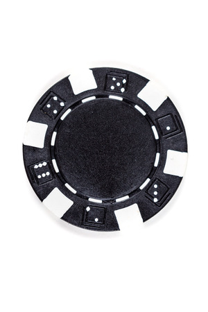 Black poker chip isolated on a white backgroundの写真素材