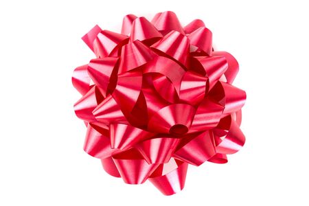Bright red bow isolated on white backgroundの写真素材