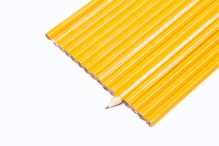 Concept unique No 2 pencils isolated on white backgroundの写真素材