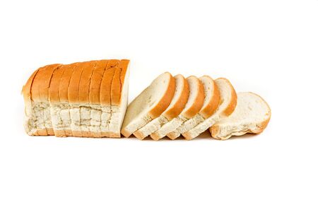 Loaf of whole grain bread isolated on white backgroundの写真素材