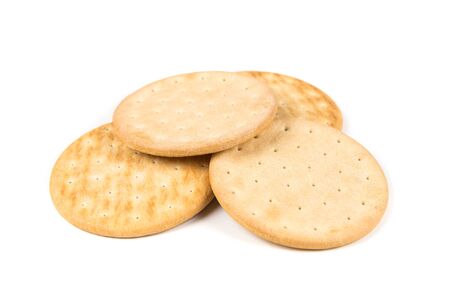 Pilot bread biscuits isolated on a white backgroundの写真素材