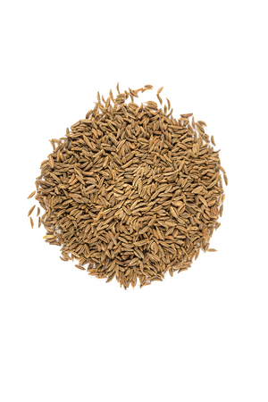 Whole caraway seed isolated on white backgroundの写真素材
