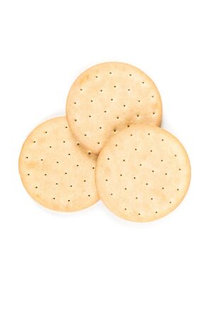 Pilot bread biscuits isolated on a white backgroundの写真素材