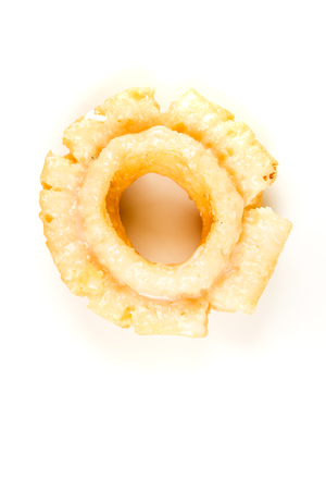 Glazed old fashioned donut isolated on a white backgroundの写真素材
