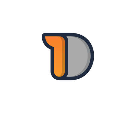 D Letter Linear Flat Color Minimal Alphabet logo mark design templateのイラスト素材