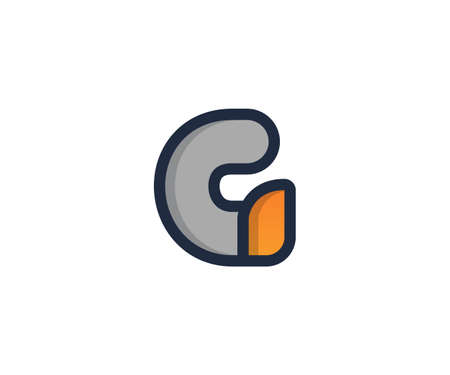 G Letter Linear Flat Color Minimal Alphabet logo mark design templateのイラスト素材