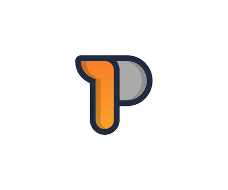P Letter Linear Flat Color Minimal Alphabet logo mark design templateのイラスト素材