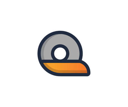 Q Letter Linear Flat Color Minimal Alphabet logo mark design templateのイラスト素材