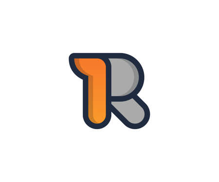 R Letter Linear Flat Color Minimal Alphabet logo mark design templateのイラスト素材