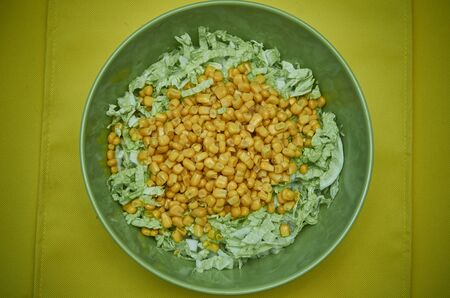 healthy salad with cabbage and corn