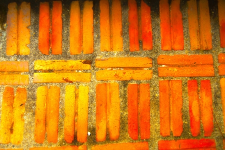 footpath make of brick in garden.の写真素材