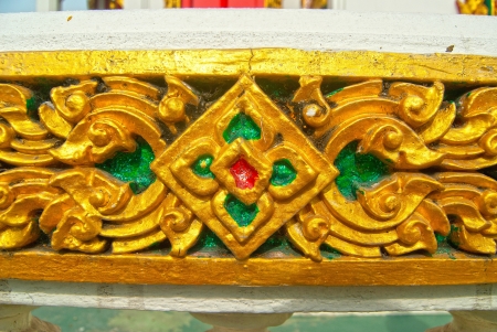 desing of wall in Parelai temple, Supanburi Thailandの写真素材