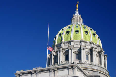 Capitol Dome with Flag at Half Mastの写真素材