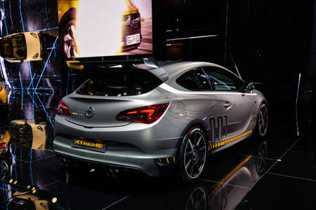 Opel Astra OPC Extreme on display during the Geneva Motor Show, Geneva, Switzerland, March 4, 2014. のeditorial素材