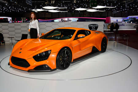 Zenvo ST1 supercar on display during the Geneva Motor Show, Geneva, Switzerland, March 4, 2014. のeditorial素材