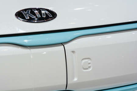 Kia Soul EV on display during the Geneva Motor Show, Geneva, Switzerland, March 4, 2014. 
