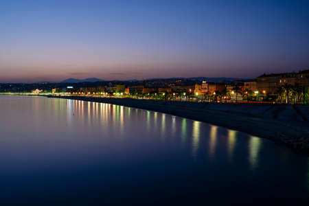 The Promenade comes to life after sunset, Nice, France on March 13 2014.のeditorial素材