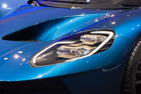 Detroit, MI, USA - January 12, 2015: Ford GT on display during the 2015 Detroit International Auto Show at the COBO Center in downtown Detroit.のeditorial素材