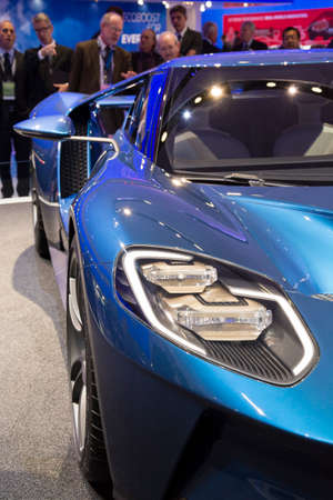 Detroit, MI, USA - January 12, 2015: Ford GT on display during the 2015 Detroit International Auto Show at the COBO Center in downtown Detroit.のeditorial素材