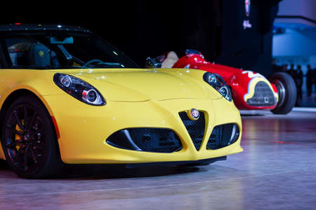 Detroit, MI, USA - January 12, 2015: Alfa Romeo 4C Spider on display during the 2015 Detroit International Auto Show at the COBO Center in downtown Detroit.のeditorial素材