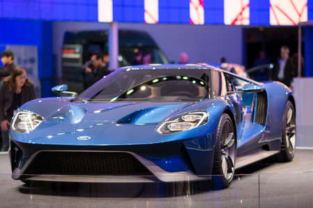 Detroit, MI, USA - January 13, 2015: Ford GT on display during the 2015 Detroit International Auto...