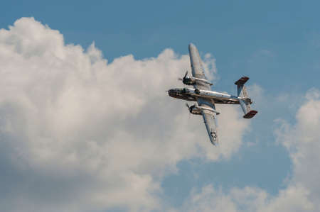 CAMP SPRINGS, MD, USA - SEPTEMBER 19, 2015: B25 bomber performs during the 2015 Joint Base Andrews Air Show held at Joint Base Andrews in Camp Springs Maryland.のeditorial素材