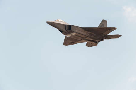CAMP SPRINGS, MD, USA - SEPTEMBER 19, 2015: The F-22 performs during the 2015 Joint Base Andrews Air...