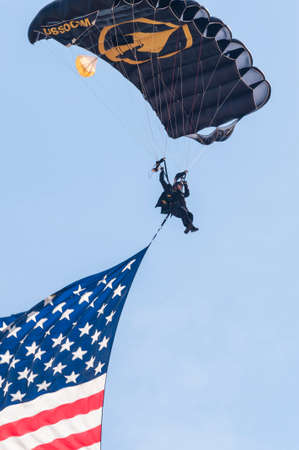 CAMP SPRINGS, MD, USA - SEPTEMBER 19, 2015: The SOCOM Para-Commando's perform during the 2015 Joint Base Andrews Air Show held at Joint Base Andrews in Camp Springs Maryland.のeditorial素材